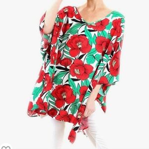 UMGEE Dolman Sleeve Tunic Split Hem EUC sz XL/1XL Bold Floral